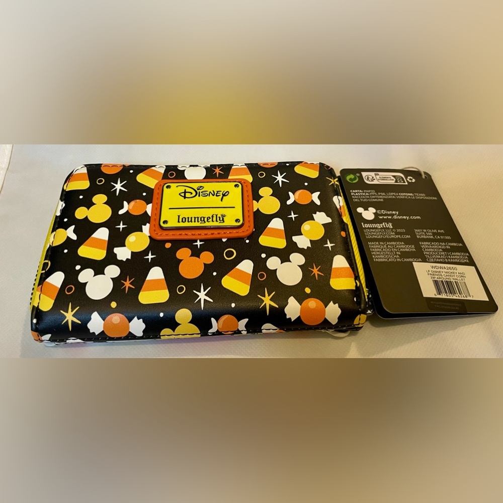 Loungefly Disney, Mickey and Friends Candy Corn Zip Around Wallet, Faux Leather - Picture 2 of 5